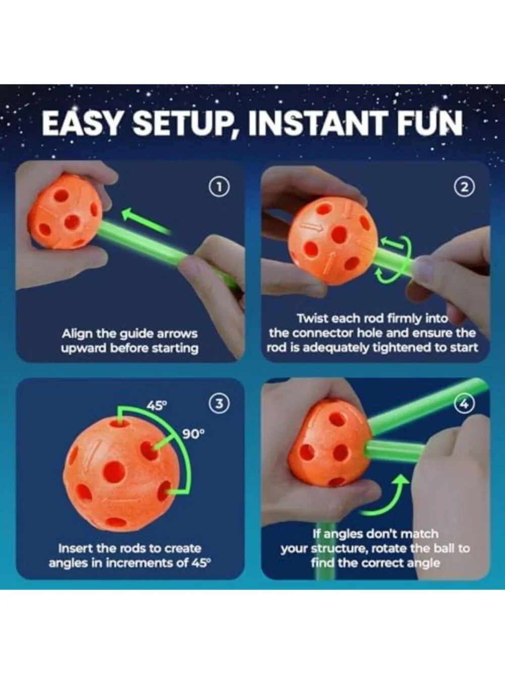 Glow Fort Building Kit for Kids 4-12 | STEM Toy for Creative Play & Imagination